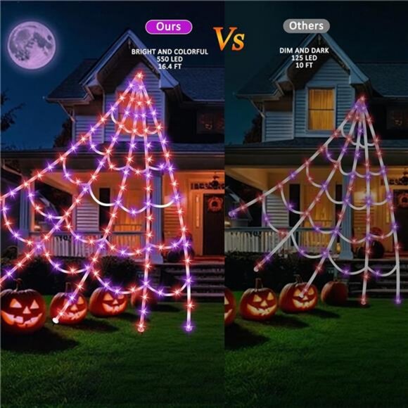 Halloween Spider Web Lights 550 LED Lighted Spider Web 16.4Ft Giant Halloween - Picture 5 of 7